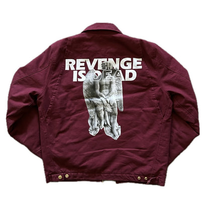 "REVENGE IS DEAD" Red Denim Jacket